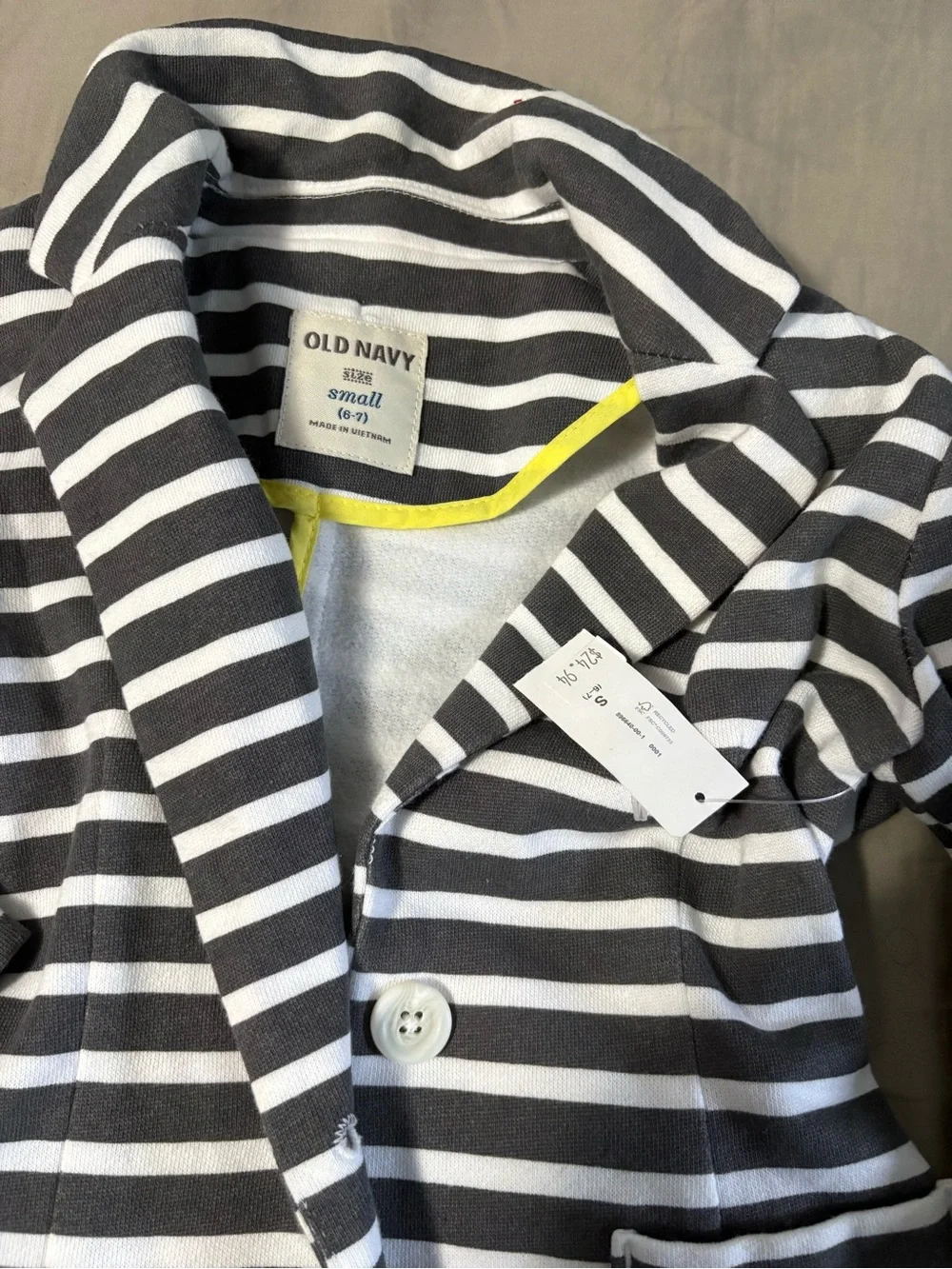 Old Navy Black & White Striped Girls Knit Blazer